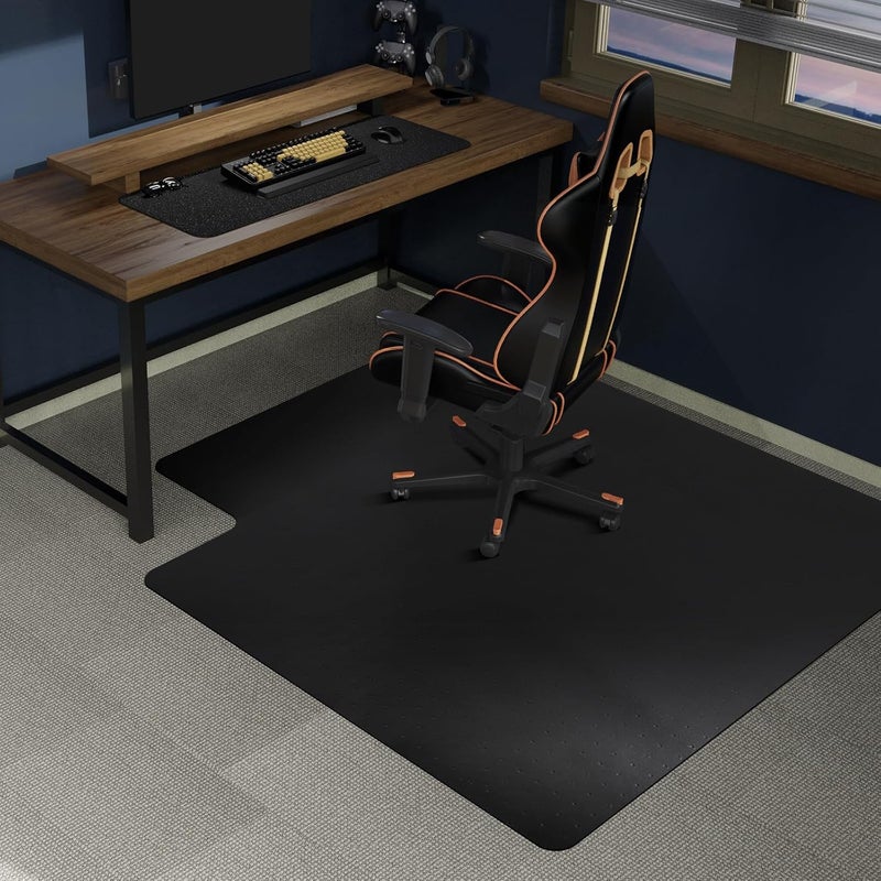 SALLOUS Office Chair Mat for Carpet, 48" x 36" Heavy Duty Chair Mat for Carpeted Floors, Gaming Floor Mat with Grips, Rolling Desk Chair Floor Mat for Home Office (Black, Extended Lip) - Image 1